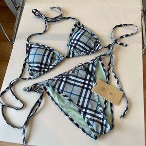 Burberry Blue and Black Plaid Bikini